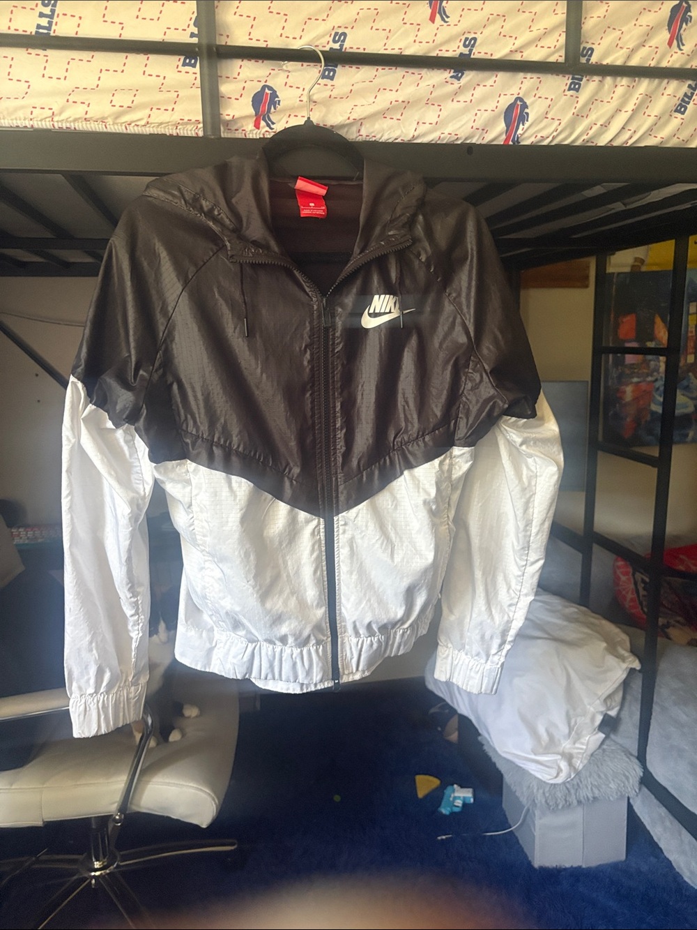 Nike Black and White Colorblock Hooded Jacket